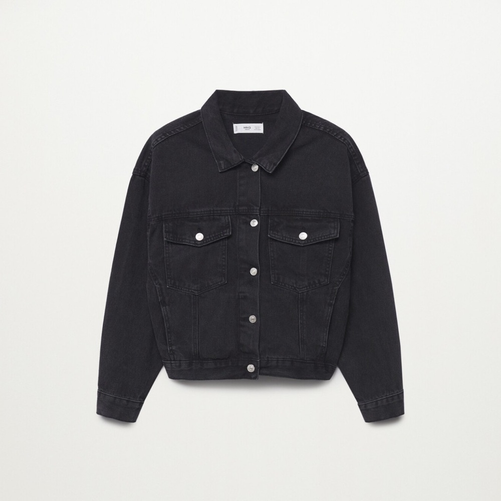 NWOT MANGO Oversized Denim Jacket, Size S, Color Black